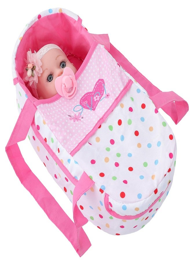 DONTNO 12 Inch Baby Doll with Bassinet Bed,Reborn Alive Doll Includes Clothes and Accessories,Bottles,Nipple,Diaper,Burp Cloth,First Baby Dolls for Toddlers 36 Months and Up - Image 2
